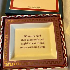 Two's Company Pink and Gold Quote Tray for Dog Lovers
